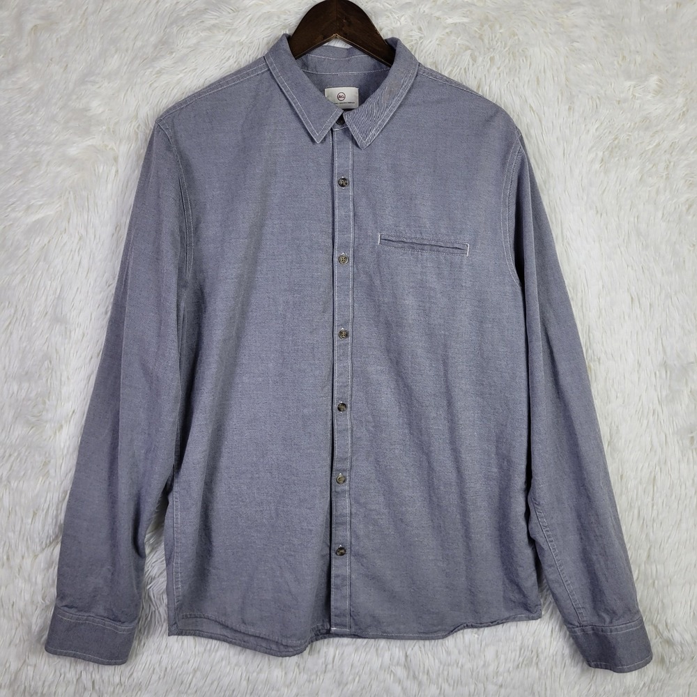AG Adriano Goldschmied Mens Slim Fit Grey Chambray Cotton Button Down Shirt XL
